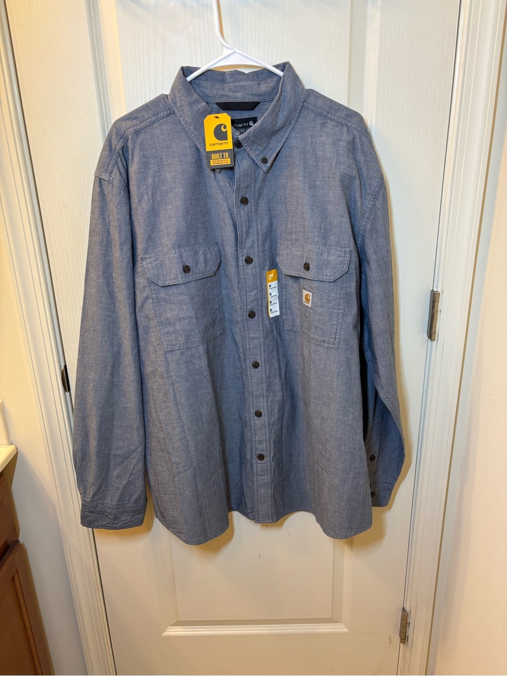 Carhartt Men's XL Loose Fit Chambray Shirt Blue Long Sleeve Workwear NWT